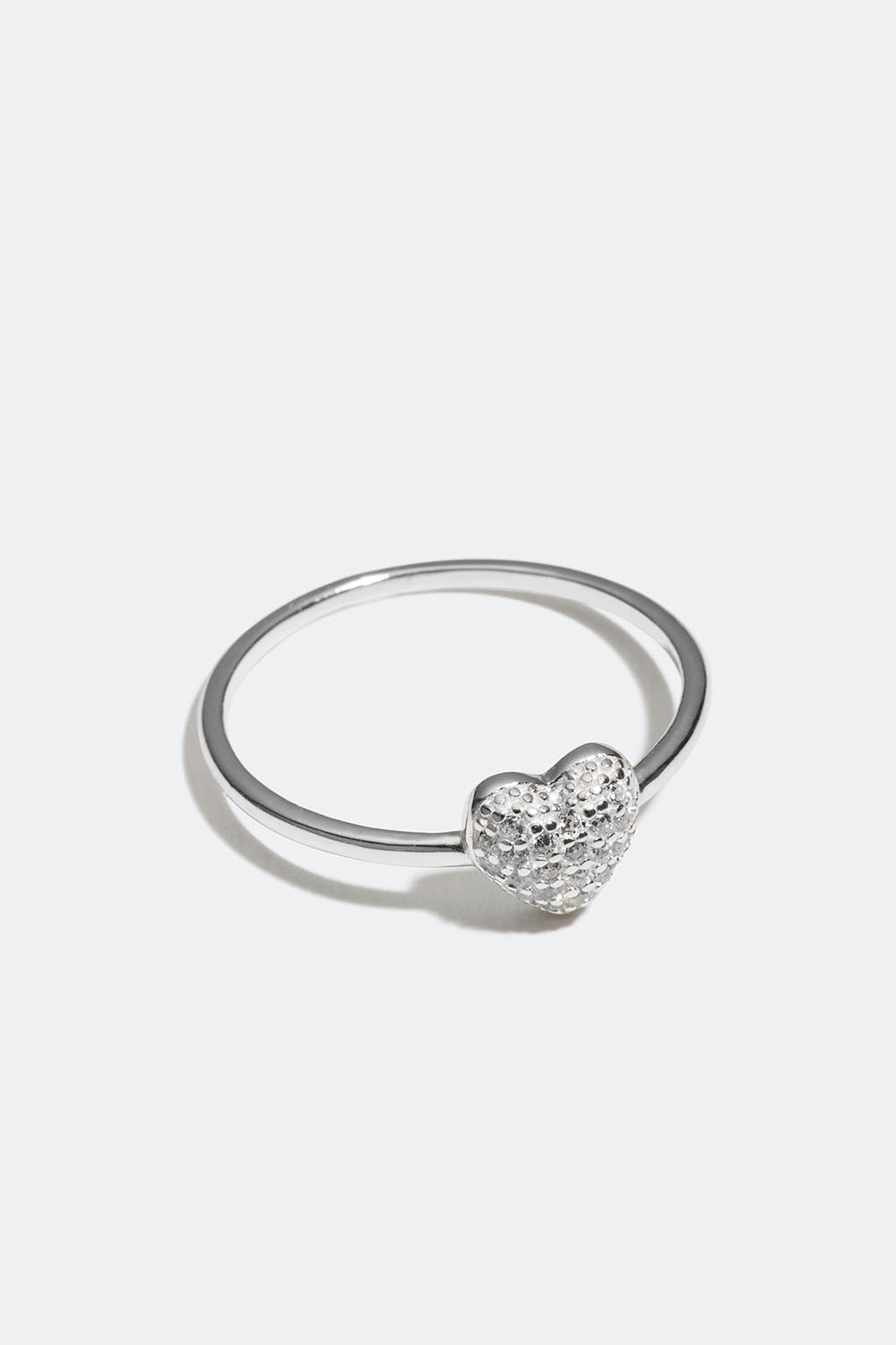 Ring i äkta silver med hjärta och Cubic Zirconia i gruppen Smycken / Ringar / Tunna hos Glitter (556000661016)